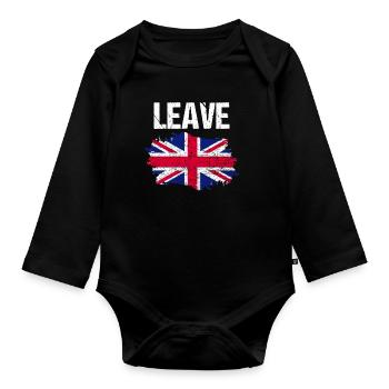 Leave British UK Brexit Europe Politics Exit Gift - Organic Longsleeve Baby Bodysuit - black - Front