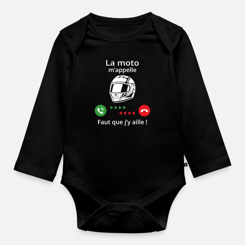 la moto m'appelle...faut que j'y aille ! - Body Bébé bio manches longues - noir
