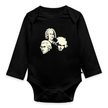 Beethoven Bach Mozart - Baby Bio-Langarm-Body - Schwarz - Vorne