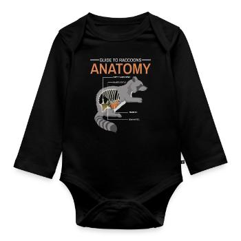 Instructions anatomy raccoon - Organic Longsleeve Baby Bodysuit - black - Front