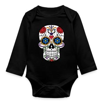 Tag der Toten - Baby Bio-Langarm-Body - Schwarz - Vorne