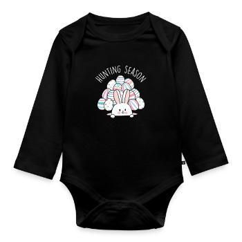 Jagdsaison Eiersuche Festival Weihnachtsgeschenk - Baby Bio-Langarm-Body - Schwarz - Vorne