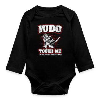 Judo funny - Organic Longsleeve Baby Bodysuit - black - Front