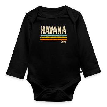 Havana Cuba - Baby Bio-Langarm-Body - Schwarz - Vorne
