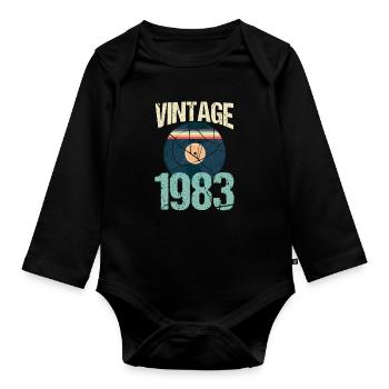 Retro Vintage 1983 37. Geburtstag Schallplatte Vinyl - Baby Bio-Langarm-Body - Schwarz - Vorne