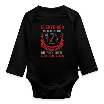 Elektriker - Baby Bio-Langarm-Body - Schwarz - Vorne