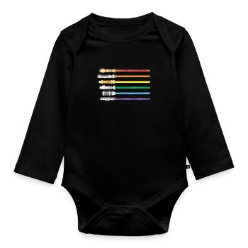 Lichtschwert Regenbogen Homosexuell Stolz Lesben LGBT - Baby Bio-Langarm-Body - Schwarz - Vorne