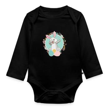 Dab Bunny Easter Funny Egg Hunt Festival Gift - Organic Longsleeve Baby Bodysuit - black - Front