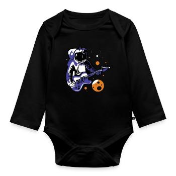 Gitarren Astronaut - Baby Bio-Langarm-Body - Schwarz - Vorne