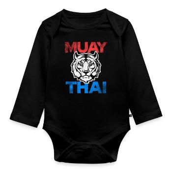 Muay Thai - Body Bébé bio manches longues - noir - Devant