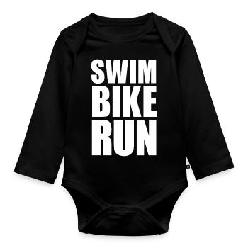 SWIM BIKE RUN - Body Bébé bio manches longues - noir - Devant