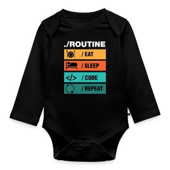 Eat Sleep Code Repeat Programmierer - Baby Bio-Langarm-Body - Schwarz - Vorne