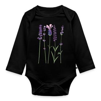Lavender Purple Violet Provence Lavender Botanic - Organic Longsleeve Baby Bodysuit - black - Front