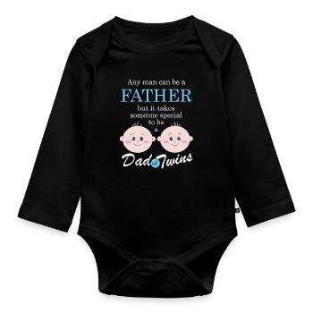 Cadeau de jumeaux bébé jumeaux - Body Bébé bio manches longues - noir - Devant