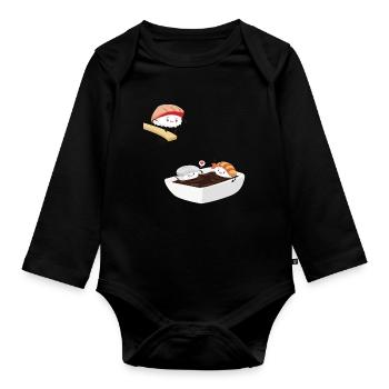 Sushi Bad Funny - Organic Longsleeve Baby Bodysuit - black - Front