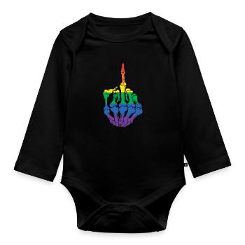 Dirty Finger LGBT Lesbian Gay Bisexual Transgender - Organic Longsleeve Baby Bodysuit - black - Front