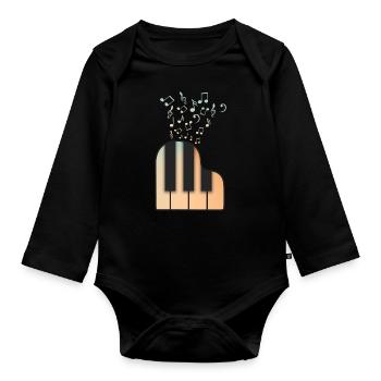 Piano player - Organic Longsleeve Baby Bodysuit - black - Front