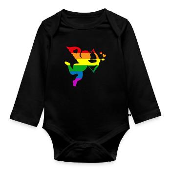 Cupidon Rainbow Valentines Day Hearts Day Love Gift - Body Bébé bio manches longues - noir - Devant