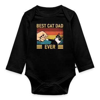 Best Cat Dad Ever Papa - Organic Longsleeve Baby Bodysuit - black - Front
