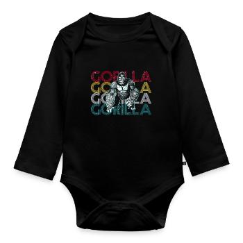 Gorilla - Baby Bio-Langarm-Body - Schwarz - Vorne