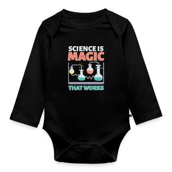 La science est magique Science Nerd - Body Bébé bio manches longues - noir - Devant