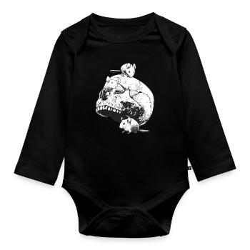 Skull Rat Mouse Mice Rodent Animal Pet Gift - Organic Longsleeve Baby Bodysuit - black - Front