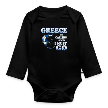 Grèce - Body Bébé bio manches longues - noir - Devant