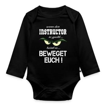 Instructor T-Shirt & Hoodie für Trainer - Baby Bio-Langarm-Body - Schwarz - Vorne