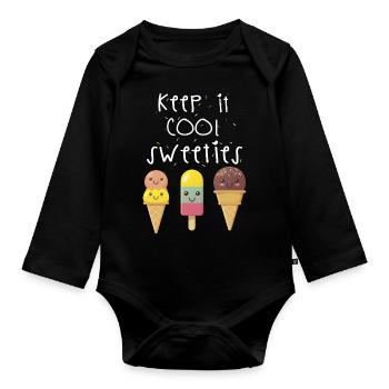 Eis süß lustiger Spruch Geschenk - Baby Bio-Langarm-Body - Schwarz - Vorne