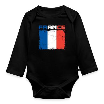 Drapeau france - Body Bébé bio manches longues - noir - Devant