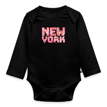 I love new york - Organic Longsleeve Baby Bodysuit - black - Front
