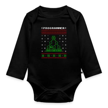 Programmeur ordinateur cadeau de chandail de Noël laid - Body Bébé bio manches longues - noir - Devant