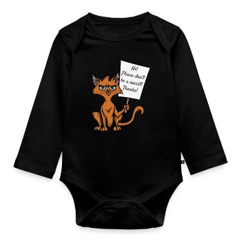 Chat Amant De Chat Sarcasme Antifasciste - Body Bébé bio manches longues - noir - Devant