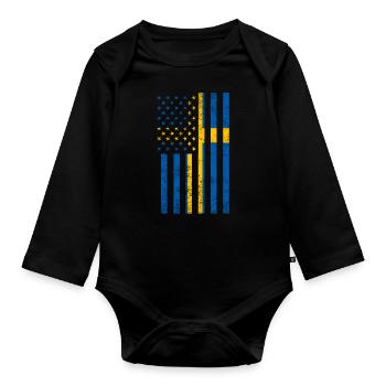 Drapeau USA Suède - Body Bébé bio manches longues - noir - Devant