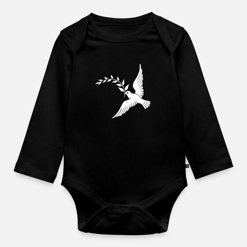 Friedenstaube - Baby Bio-Langarm-Body - Schwarz