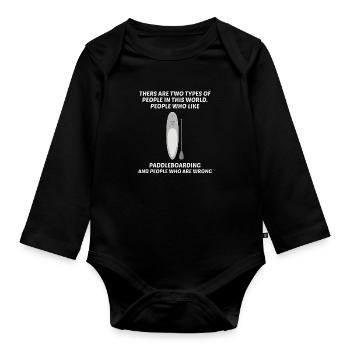 Paddleboarding Paddleboard Paddle Water sports - Organic Longsleeve Baby Bodysuit - black - Front