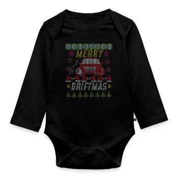 Merry Driftmas Chandails de Noël laids drôles - Body Bébé bio manches longues - noir - Devant