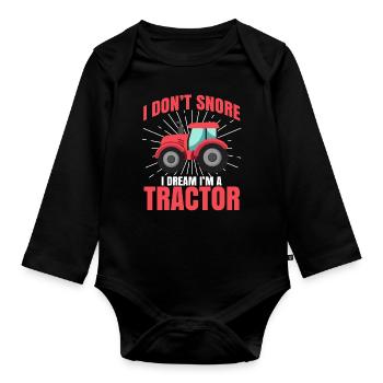 Tractor Agriculture Farm Agricultural Equipment Field - Organic Longsleeve Baby Bodysuit - black - Front