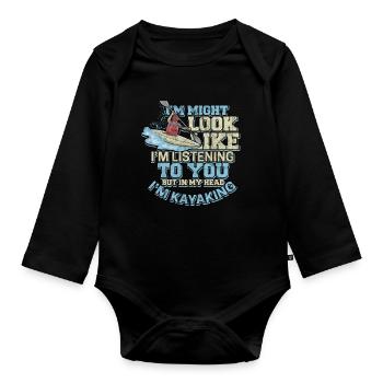 Kajak Wildwasser Rudern Wildwasser Radtring Boot - Baby Bio-Langarm-Body - Schwarz - Vorne