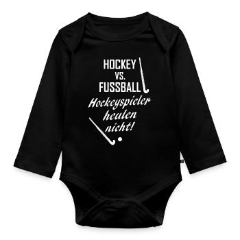 Feldhockey Hallenhockey Hockey Geschenk - Baby Bio-Langarm-Body - Schwarz - Vorne