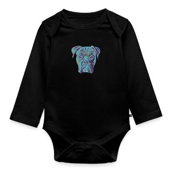 Boxer Funny - Organic Longsleeve Baby Bodysuit - black - Front