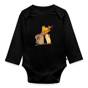 Lustige Katzen Violine Geige Violinistin Geigerin - Baby Bio-Langarm-Body - Schwarz - Vorne