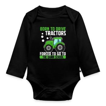 Tractor agriculture farmer agricultural machinery arable - Organic Longsleeve Baby Bodysuit - black - Front