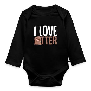Otter Animal Love - Organic Longsleeve Baby Bodysuit - black - Front