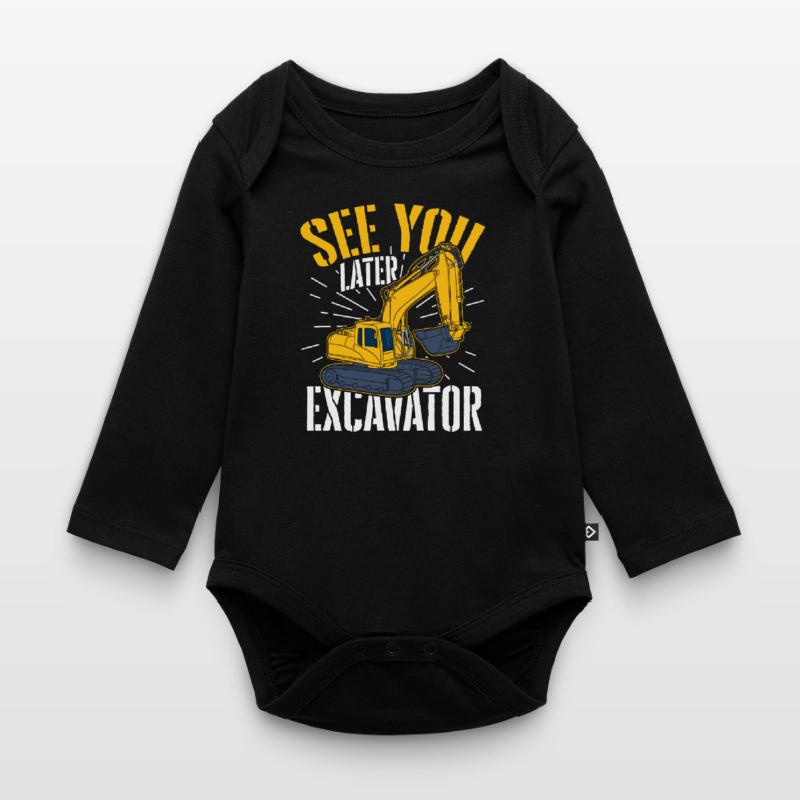 Excavator construction work road construction dredging work Organic Longsleeve Baby Bodysuit