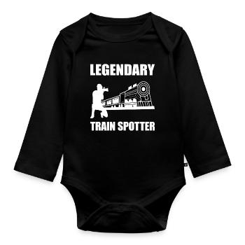 legendary trainspotter trainspotting zug züge - Baby Bio-Langarm-Body - Schwarz - Vorne