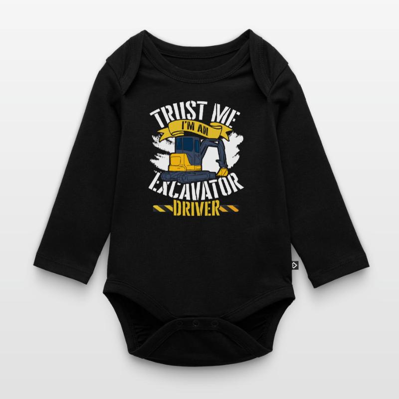 Excavator civil engineering construction work road construction dredging Organic Longsleeve Baby Bodysuit