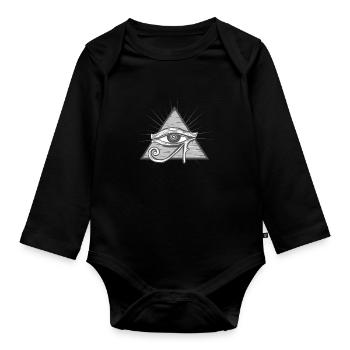 Illuminati Triangle Masonic Symbol Conspiracy Gift - Organic Longsleeve Baby Bodysuit - black - Front