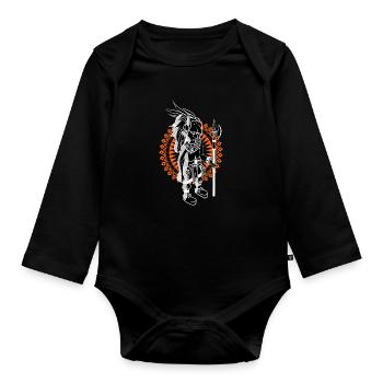 Aztec Man Warrior Maya Inca Eingeborene Zivilisation - Baby Bio-Langarm-Body - Schwarz - Vorne