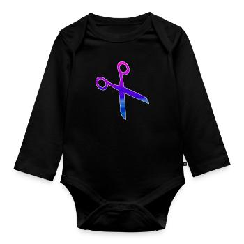 Ciseaux de coiffeur - Body Bébé bio manches longues - noir - Devant